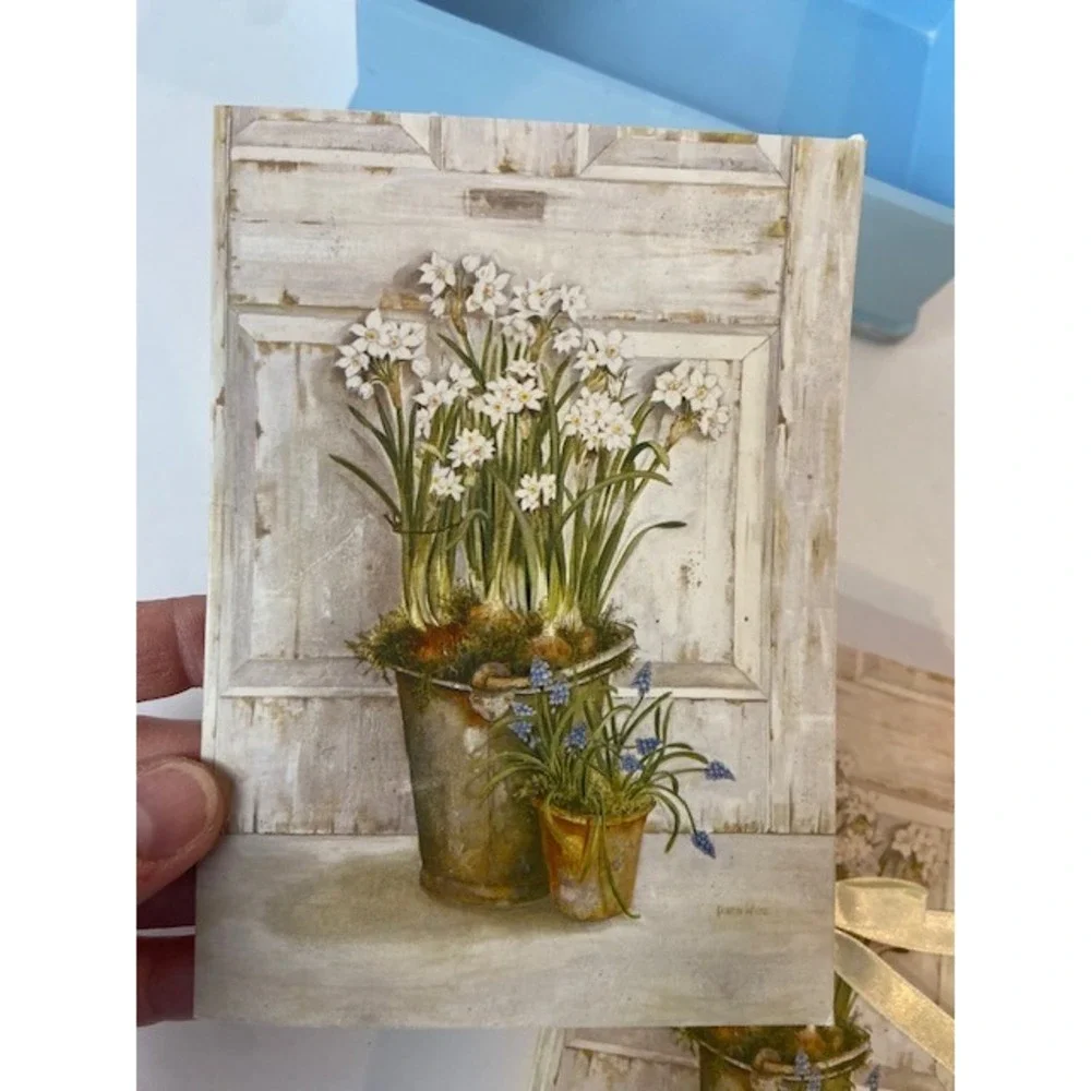 Blue Floral Wooden Keepsake Box with Stationery Set Kathryn White 2003
